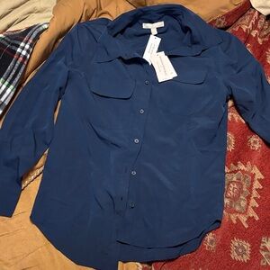 Banana Republic Dark Blue Button-Up Blouse